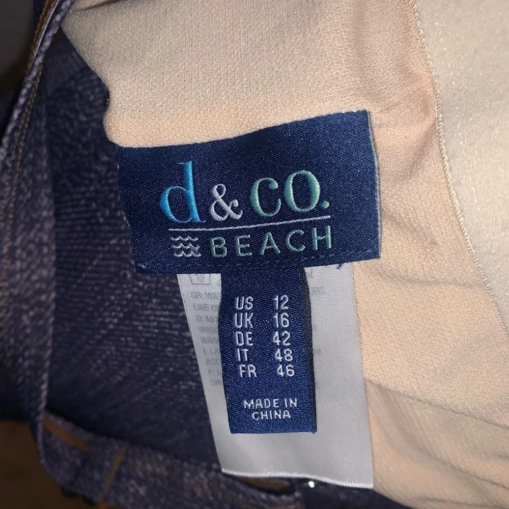 Denim & Co. Beach Denim Print Tankini Top Women’s size 12 A304226